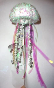 "Ramo de flores de 10"" de alto palo rosa y blanco medusa adorno con cuentas" - Imagen 1 de 4