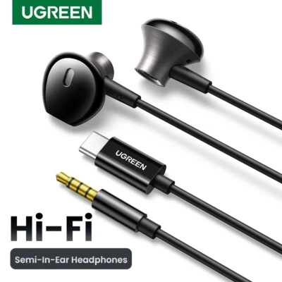 UGREEN Semi-open Wired Earbuds 3.5mm USB Type C with Microphone HiFi Earphones - Image 1 of 4