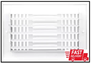 10 x 6 Inch 3-Way Steel Wall/Ceiling Register HVAC Vent Cover White Durable NEW - Picture 1 of 1
