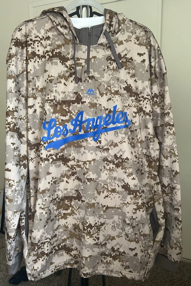 L A Dodgers Authentic Collection Camo Hoodie MLB Majestic Vintage 2014 Size 2XL - Image 1 of 4