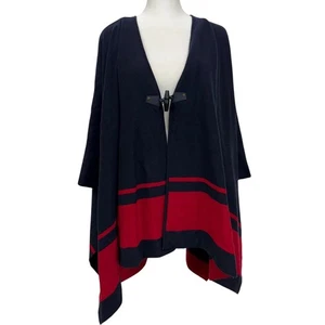 Lauren Ralph Lauren Reversible Red/Navy Ruana Cape  Size S/M NWT - Picture 1 of 10
