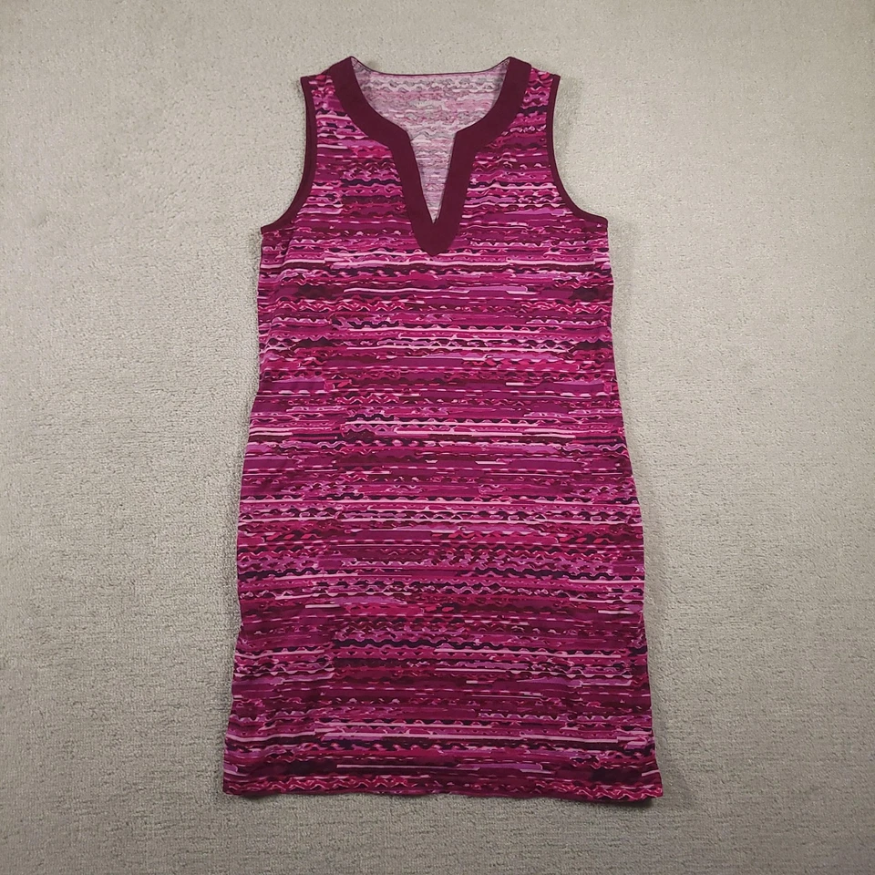 Vestido Lands' End feminino médio grande rosa borgonha sem mangas gola redonda - Imagem 1 de 4