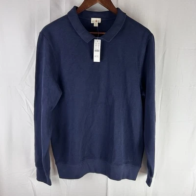 J. Sudadera CREW Piqué Polar Cuello Azul Marino Para Hombre Talla Mediana Foto 1 de 4