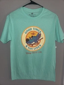 Disney Cruise Line Stitch blaues T-Shirt Good Times & hellbraune Linien S neu mit Etikett - Bild 1 von 4