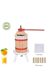 Prensa de vino de frutas 1,6 galones cesta de madera maciza prensa de sidra prensa de bayas de manzana - Imagen 1 de 7