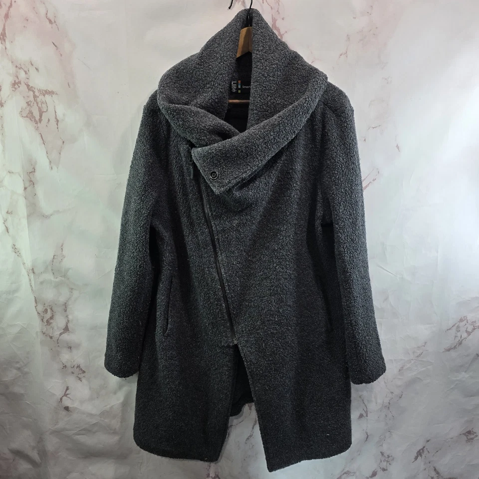 Smartwool Coat Womens Medium Gray Boiled Wool Anchor Line Asym Funnel Cowl - Image 1 of 4
