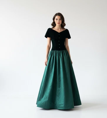 ALFRED ANGELO Off the Shoulder Velvet Taffeta Formal Dress Size 5/6 VTG 90's - Image 1 of 4