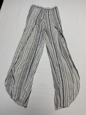 Drew Women Blue Pants XS Rayon Linen Cotton Slits Beachy Coastal - Image 1 of 4