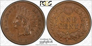 1873 Indian Cent, Closed 3, PCGS AU50, S-2, DDO - Picture 1 of 3