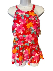 Womens Isaac Mizrahi QVC Tankini Style Swim Top Tank Floral Sz 16 - Picture 1 of 4