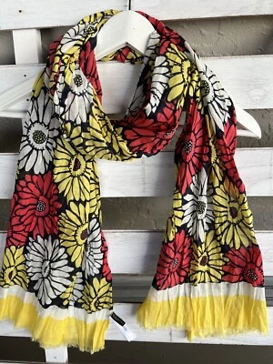 Talbots Colorful Yellow Pink Floral Silk Scarf Women's Rectangle Long 72” X 25”. - Image 1 of 4