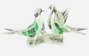 Vtg Murano Hand Blown Sommerso Art Glass Dove Love Bird Branch Figurine **REAd - Picture 1 of 9