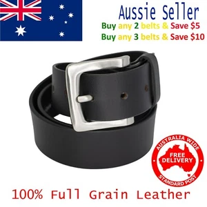 39mm Full Grain Cowhide Plain Black / Brown / Tan Size 30 - 60 Mens Leather Belt - Picture 1 of 40