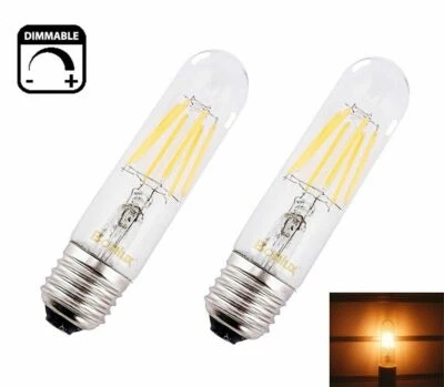 2 Dimmable LED T10 Tubular Filament Bulbs with Medium E26 Base120V 6W LED Lights - Image 1 of 4