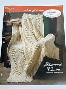 Diamond Chains Aran Afghan Crochet Pattern Card Needlecraft Shop - Picture 1 of 5