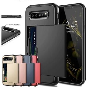 For Galaxy S10 S9 S8 S7 Note Plus Edge Card Slot Holder Wallet Shock Proof Case