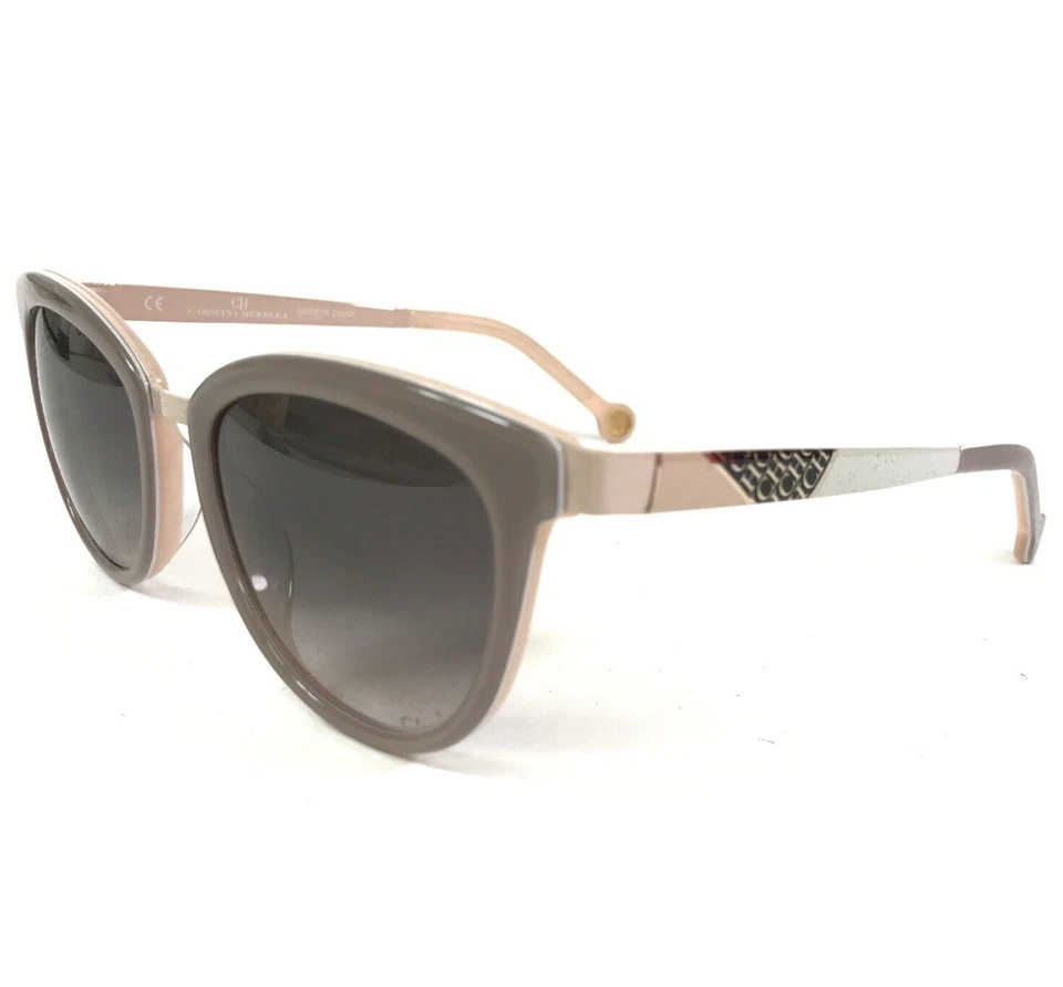 Carolina Herrera Sunglasses SHE748 COL.09AL Gray Nude Round Cat Eye Gray Lenses - Image 1 of 4
