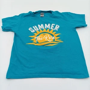 Gildan T-Shirt Youth Small Blue Summer At The Rose Graphic Tee Short Sleeve - Picture 1 of 6