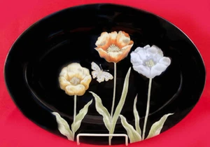 MIDNIGHT POPPY by Fitz & Floyd Oval Platter 14" long NEW NEVER USED made Japan - Picture 1 of 1
