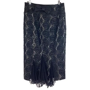 Karen Millen Black Lace Bow Detail Pencil Skirt UK 10 - Picture 1 of 6