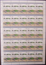 1928 LEA-FRANCIS HYPER Car 50-Stamp Sheet / Auto 100 (1984 Vaitupu TUVALU)