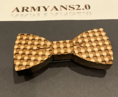 Checkered Wooden Bow Tie With Magnetic Clasp | Good Wood NYC - Image 1 of 4