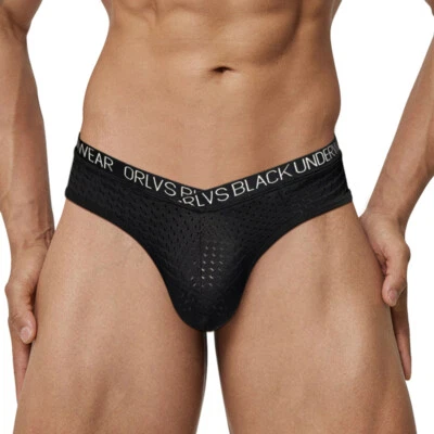 Slip uomo nero vita bassa bikini mutandine marsupio rete traspirante intimo XXL - Immagine 1 di 3