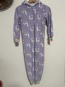 Sleep On It Girls Pajama with Llama Hood | Zip Front M 10/12 - Picture 1 of 6