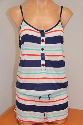 NUEVO CON ETIQUETAS Espléndido Traje de Baño Bikini Cubrir Mameluco Talla L NVY Rayas Foto 1 de 4