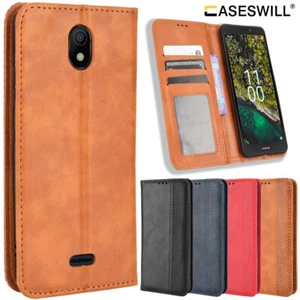 Für Nokia C100 Retro Leder Brieftasche Karten Halter Ständer Hülle + Displayschutz - Bild 1 von 25