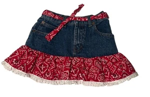 KIDDIE KORRAL Skirt Blue Demon Red Bandana SIZE 6 Girls Western Wear - Picture 1 of 5