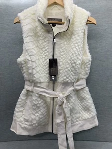 Ci Sono Vest Women's Size XL Cream Faux Fur Zip Up Pocket Party Festival City - Picture 1 of 12