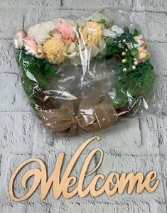 Artificial White Flowers Peony Wreath for Front Door Farmhouse Wreath 10in - Picture 1 of 2