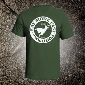Eat More Fast Food hunting vintage style graphic t shirt tee browning ruger - Picture 1 of 6