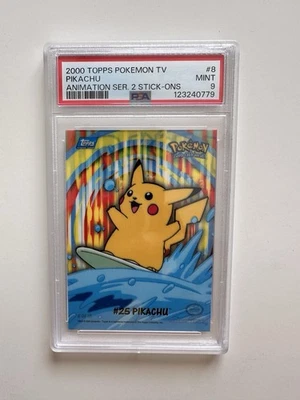 2000 TOPPS POKEMON TV ANIMATION SERIES 2 STICK-ONS #8 PIKACHU PSA 9 - Image 1 of 2