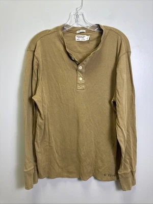 Camisa Henley Manga Larga American Eagle Para Hombre L Calce Vintage Marrón Tostado Y2k Foto 1 de 4