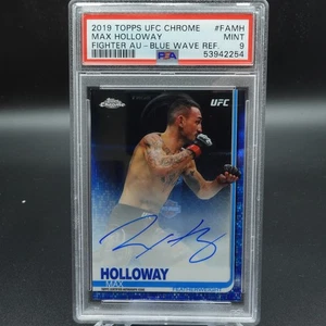 PSA 9 MINT 2019 TOPPS UFC CHROME MAX HOLLOWAY FIGHTER AUTOGRAPHS BLUE /75 - Picture 1 of 2
