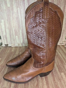 Dan Post Cowboystiefel weiches hellbraunes Leder Stiefel geflochten Damen 8M spitz zulaufend - Bild 1 von 12