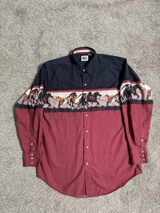 Vintage Cumberland Outfitters Western Shirt XL Pearl Snap Wild Horses Stampede Rodeo - Bild 1 von 8