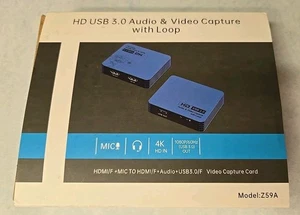 Carte de Capture Vidéo 4K, USB 3.0 HDMI vers USB-C avec Sortie Micro, 1080P Bleu - Photo 1/3