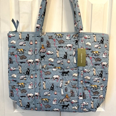 NWT Vera Bradley North South Tote Cat's Meow Arona NEW Large Bag Travel Zip Top - Image 1 of 4