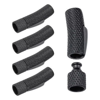 Tapas de extremo de cable de cuero de columna de 5 piezas tubo de orificio de 6 mm cierre de acero inoxidable, negro Foto 1 de 4