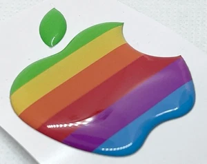 1 pièce, autocollant gel bombé 3D du logo Apple, taille environ 50x43mm, arc-en-ciel - Photo 1 sur 7