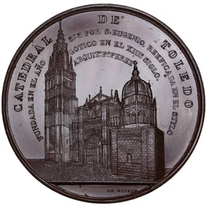 SPAIN Toledo Cathedral of St. Maria 1865 bronze Medal / Wiener Architecture - Picture 1 of 3