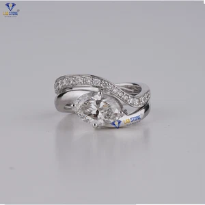 1.24ct Pear & Round Cut Labgrown Diamond Ring 925 silver Labstone - Picture 1 of 5