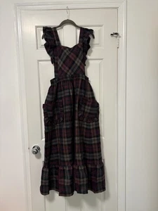 Asian K Lee Kim Custom Dress Medium Large Plaid Tartan Bib Prairie Apron Dress - Picture 1 of 16