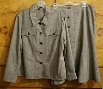 CHAQUETA Y FALDA FORRADA DE TWEED MARRÓN PICADILLY PARA MUJER NUEVA CON ETIQUETAS ~ talla 18 Foto 1 de 4