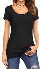 Womens Cap Short Sleeve Round Scoop Neck Plain T-Shirt Fitted Tee Top UK 6 to 24