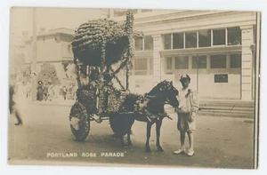 Portland Oregon Rose Parade Decorated Pony Cart RPPC Photo History - Picture 1 of 2