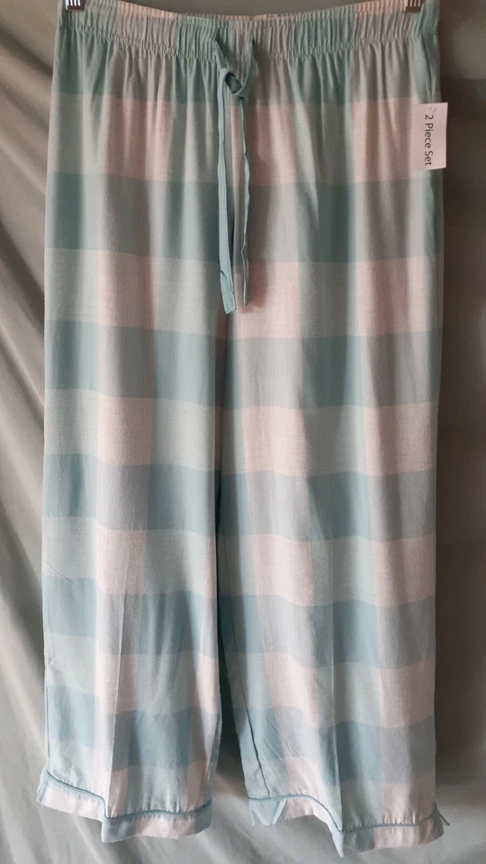 Espléndido pijama azul salón pantalón a cuadros unisex mujer pequeño 30-34"" Foto 1 de 4